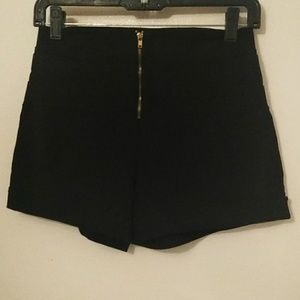 Sexy Black Shorts with Gold Zipper in Front